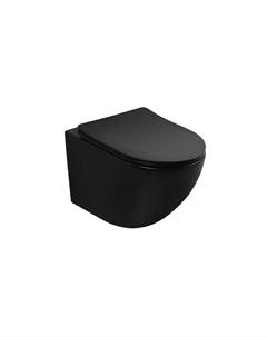 Унитаз подвесной Abber Bequem безободковый черный матовый с сиденьем дюропласт микролифт (AC1100TMB)