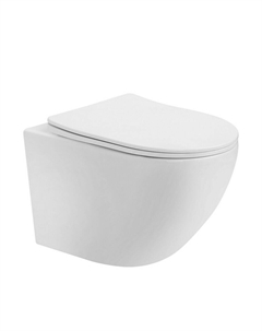 Унитаз подвесной Abber Bequem безободковый белый с сиденьем дюропласт микролифт (AC1100T)