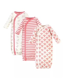 Органический хлопковый комбинезон для новорожденных девочек с застежкой на боку, длинный рукав, 3 шт., Tulip, недоношенный, розовый Touched by nature