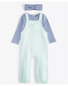 Детский набор для девочек: повязка на голову, боди и комбинезон из флиса, 3 предмета, зеленый First impressions