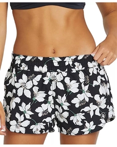 Детские шорты для плавания с принтом Midnight Lily и шнурком, черный Volcom