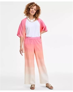 Женские брюки-клеш с эффектом омбре и складками, розовый Jm collection