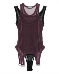 Сетчатый многослойный боди, красный Mugler