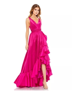 Женское платье из тафты с асимметричным подолом и рюшами, розовый Mac duggal