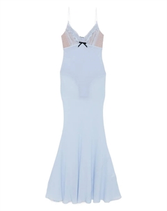 Платье-комбинация с кружевом, синий Self-portrait