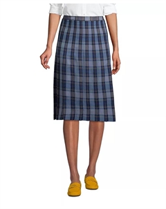 Женская плиссированная юбка в клетку ниже колена, синий Lands' end