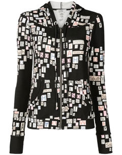 Толстовка с капюшоном на молнии с текстовым принтом, черный Amir slama