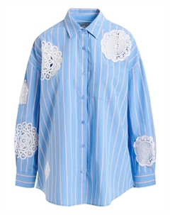 Полосатая кружевная рубашка в стиле пэчворк, синий Essentiel antwerp