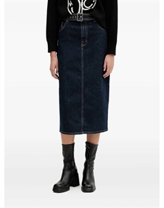 Джинсовая юбка миди с поясом, синий Hugo
