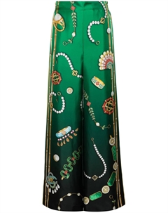 Шелковые брюки с графичным принтом, зеленый Casablanca