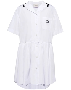 Поплиновое платье мини, белый Miu miu