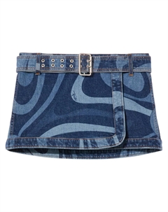 Джинсовая мини-юбка с принтом Marmo, синий Pucci