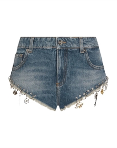 Шорты с бахромой и декоративным подолом, синий Blumarine