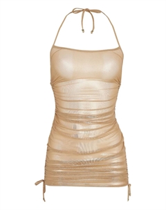 Платье мини с драпировкой, золотой Amir slama