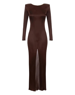 Платье макси с круглым вырезом, коричневый Elisabetta franchi