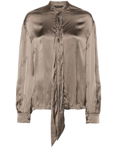 Шелковая рубашка с логотипом BB, нейтральный Balenciaga