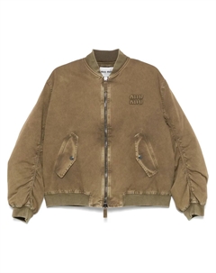 Габардиновый бомбер, коричневый Miu miu