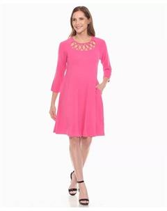 Женское платье силуэта А-силуэта с перекрещивающимся вырезом, розовый White mark