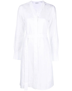 Платье с длинными рукавами и поясом, белый Calvin klein