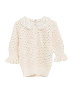 Свитер с кружевным воротником, белый Chloe
