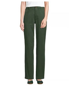 Женские брюки чинос с высокой посадкой и прямыми штанинами в утилитарном стиле, зеленый Lands' end
