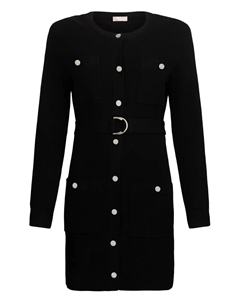 Трикотажное платье с подплечниками, черный Liu jo