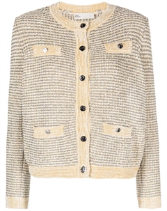 Полосатый кардиган с эффектом металлик, нейтральный Tory burch