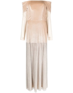 Платье с открытыми плечами и стразами, нейтральный Bazza alzouman