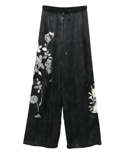 Брюки с кулиской и цветочным принтом, черный Ermanno scervino