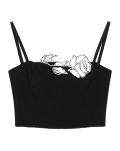 Топ, украшенный розами, черный Blumarine