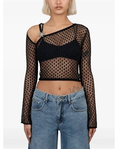 Сетчатый топ с солнечным декором, черный House of sunny