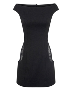 Платье мини с приспущенными плечами и вырезом-лодочкой, черный Marine serre