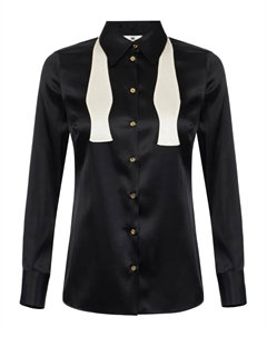 Атласная рубашка с бантом, черный Elisabetta franchi