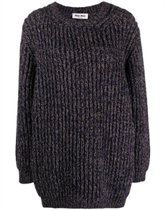 Джемпер из вирджинской шерсти с круглым вырезом, синий Miu miu