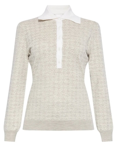 Жаккардовый джемпер с воротником поло, нейтральный Givenchy
