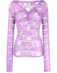 Кружевной топ с длинными рукавами, фиолетовый Msgm