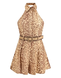 Мини-платье с леопардовым принтом и вырезом-халтер, нейтральный Zimmermann