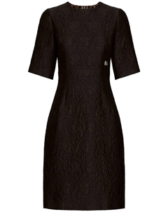 Жаккардовое платье миди с цветочным узором, черный Dolce&gabbana