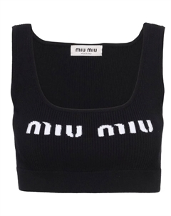 Укороченный топ с логотипом, черный Miu miu