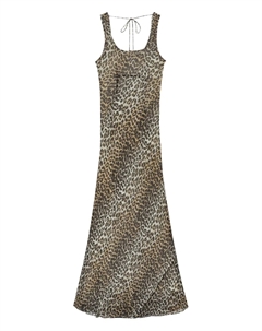Платье с леопардовым принтом, нейтральный Ganni