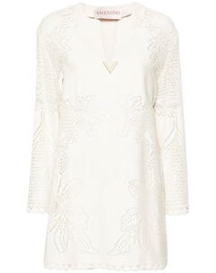 Гипюровое платье мини, нейтральный Valentino garavani
