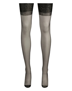 Полупрозрачные колготки с логотипом, черный Maison close