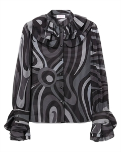 Шелковая рубашка с принтом Marmo, черный Pucci