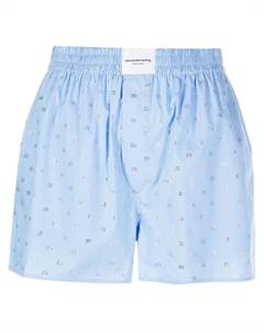 Короткие шорты в тонкую полоску с логотипом, синий Alexander wang