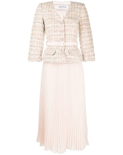 Расклешенное плиссированное платье, розовый Self-portrait