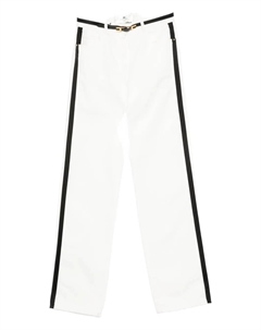 Брюки с поясом и полосками по бокам, белый Elisabetta franchi