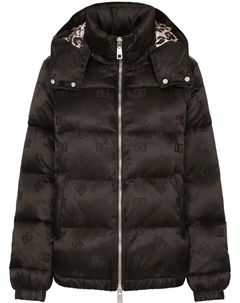 Атласный пуховик с логотипом DG, черный Dolce&gabbana