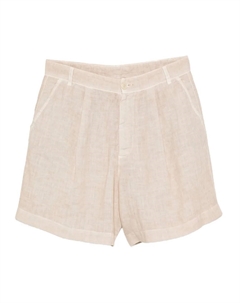 Льняные шорты со складками, нейтральный 120% lino