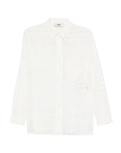 Рубашка с кружевными вставками, белый Fendi