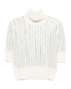 Декорированная футболка с высоким воротником, нейтральный Ermanno scervino